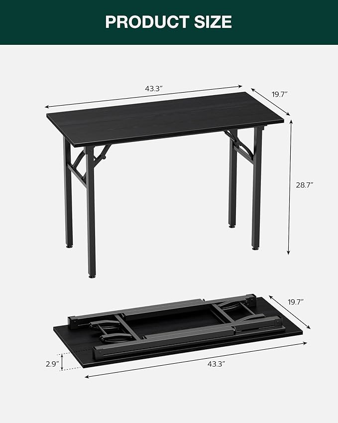 Frylr Small Folding Computer Desk – Portable 43.3 Inch Foldable Laptop Table, Collapsible and Compact for Easy Storage and Fast Setup, Lightweight for Small Spaces, Craft and Study Use, Dark Oak