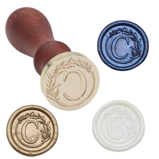 732 Pcs Sealing Wax Stamp Kit with Electric Wax Seal Warmer, Initial Alphabet C Seal Stamp, 28 Color Waxseal Beads, Spoon, Letter Sealingwax Stamp Kit (C)