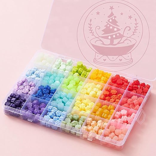 Wax Seal Cat Paw Beads Kit with Stamp, 23 Colors Sealing Wax Pellets with Christmas Tree Crystal Ball Style Brass Stamp for Christmas Invitation Letter Envelope Gift Cards 322Pcs Beads