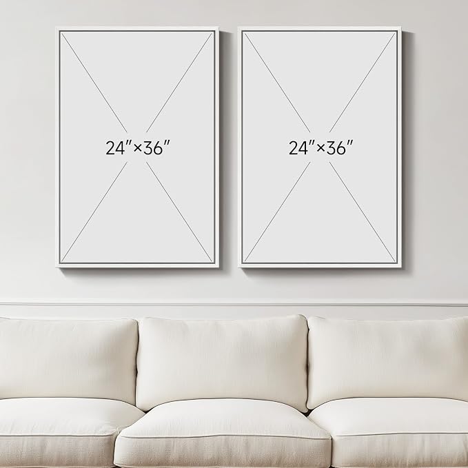 Large White Framed Blue and Gold Abstract Canvas Wall Art for Living Room, 2 Piece Modern Minimalist Prints Paintings Artwork for Walls, Glitter Pictures for Hallway Dining Bedroom Wall Decor 24x36 In
