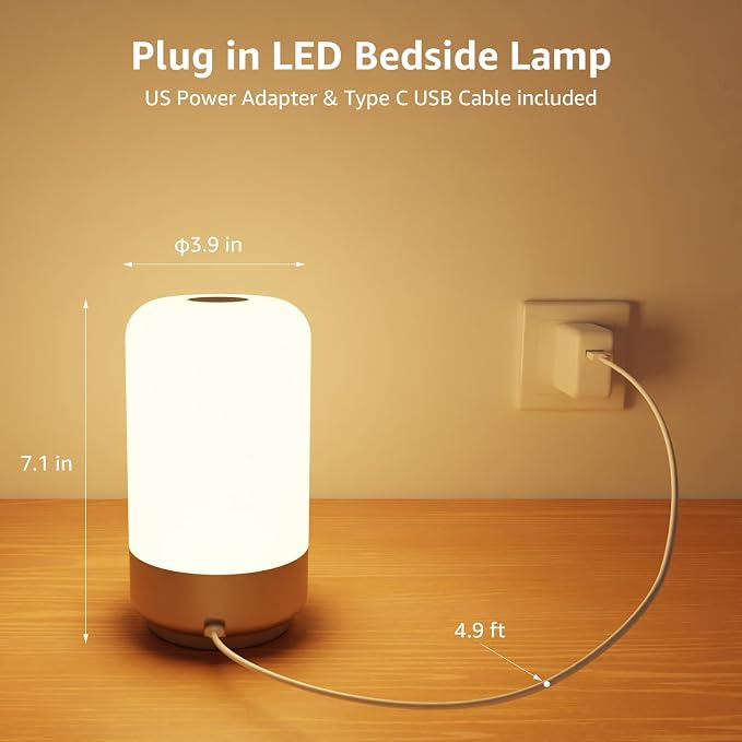 Lepro Table Lamp, Color Changing LED Touch Lamp for Bedroom, RGB and Tunable White 2700K-5700K, 350lm, Dimmable Bedside Nursery Night Light with Auto-Off Timer, Soft Warm White Mood Lighting, Silver