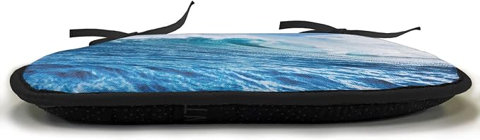 Lunarable Ocean Chair Cushion Pads Set of 8, Sea Storm with a Swirling Wave Surfing Themed Sky and Water Picture Print, Anti-Slip Seat Padding for Kitchen & Patio, 16"x16", White Blue and Aqua