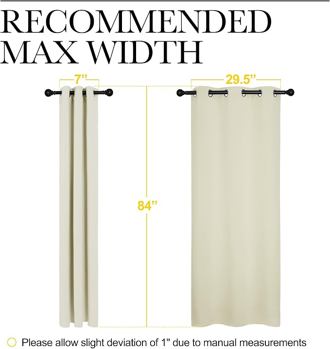 NICETOWN Blackout Curtains for Bedroom, Thermal Insulated Curtains & Drapes with Grommet Top for Living Room, Privacy Window Treatment Draperies (Beige, 34 W by 84 L, Set of 2)