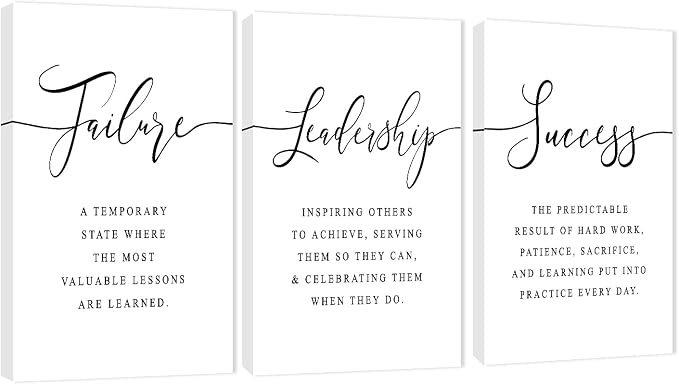 3 Piece Inspirational Canvas Wall Art, Quotes Motivational Mindset Print Pictures for Office Wall Decor, Triptych Entrepreneur Poster Framed Artwork for Women Men Home Decor Ready to Hang (36"Wx18" H)