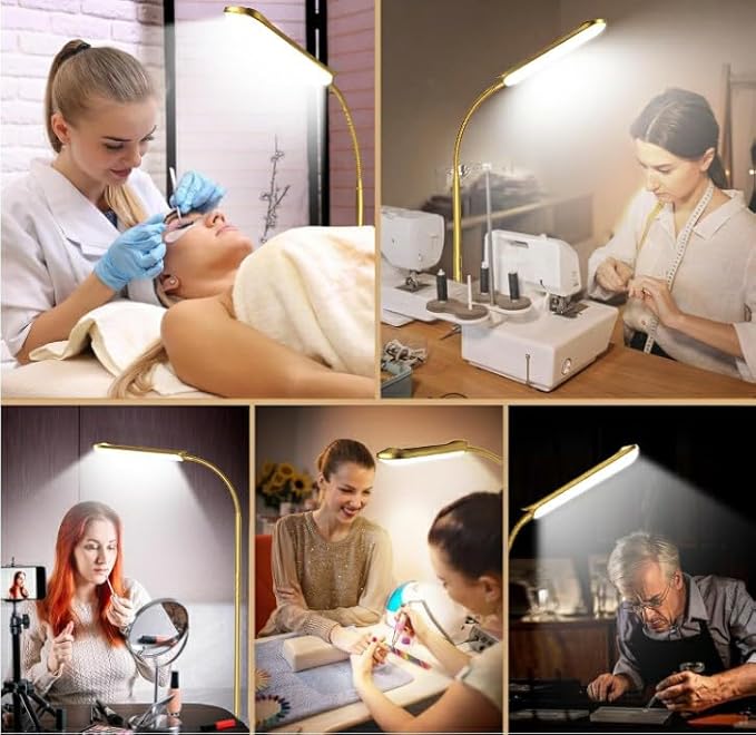 Gold Floor Lamp, 18W 1800LM Bright LED Floor Lamps for Living Room Bedroom, Dimmable Timing Eye Caring Reading Standing Lamp with Remote & Works with Smart Plug
