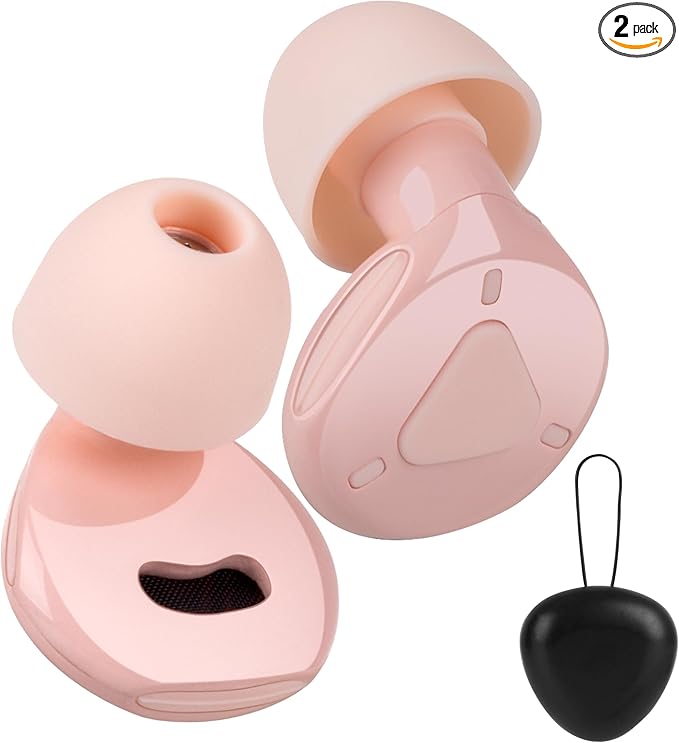 Ear Plugs for Sleeping Noise Cancelling, Adjustable Passive Earplugs for Concerts & Festivals,Reusable Hearing Protection for Sleep,Work,Focus,Travel, Pink