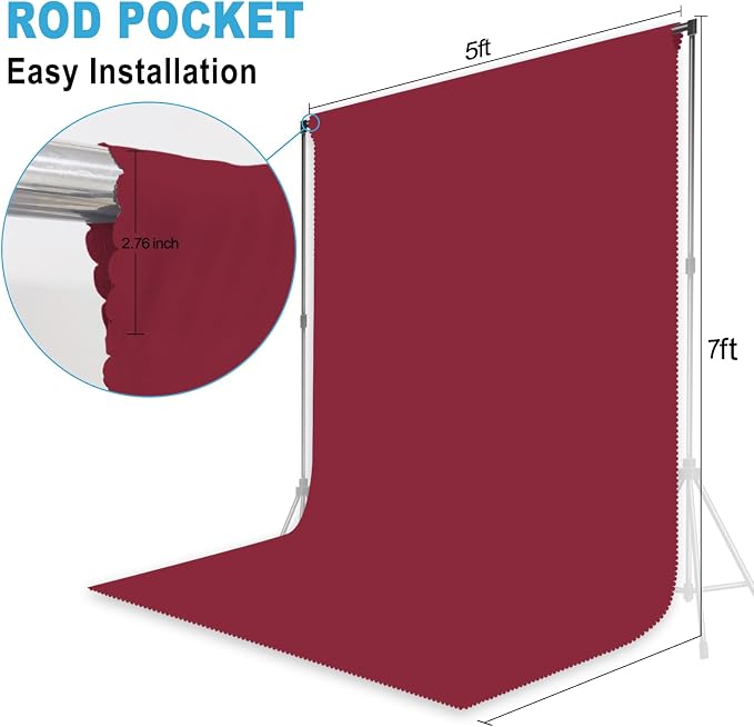 5x7ft Burgundy Cloth Photography Backdrop Solid Color Photo Background Video Props LY666