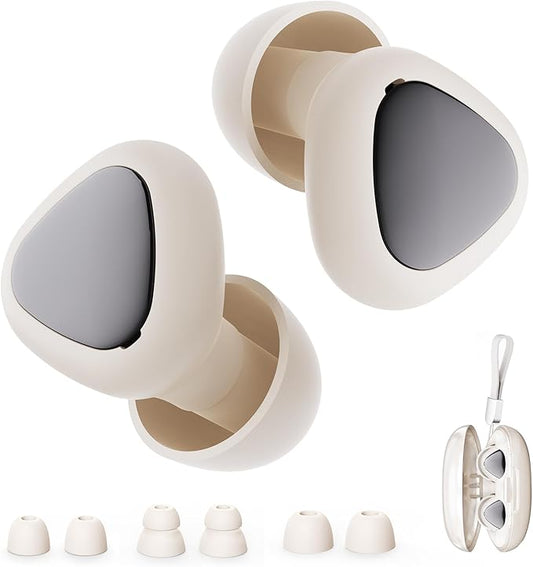 Ear Plugs for Sleeping Noise Cancelling, 45dB Reusable Silicone Earplugs with 6 Eartips and Carry Case, Ear Plugs for Concert & Hearing Protection, Sleep, Travel, Focus & Noise Reduction, White