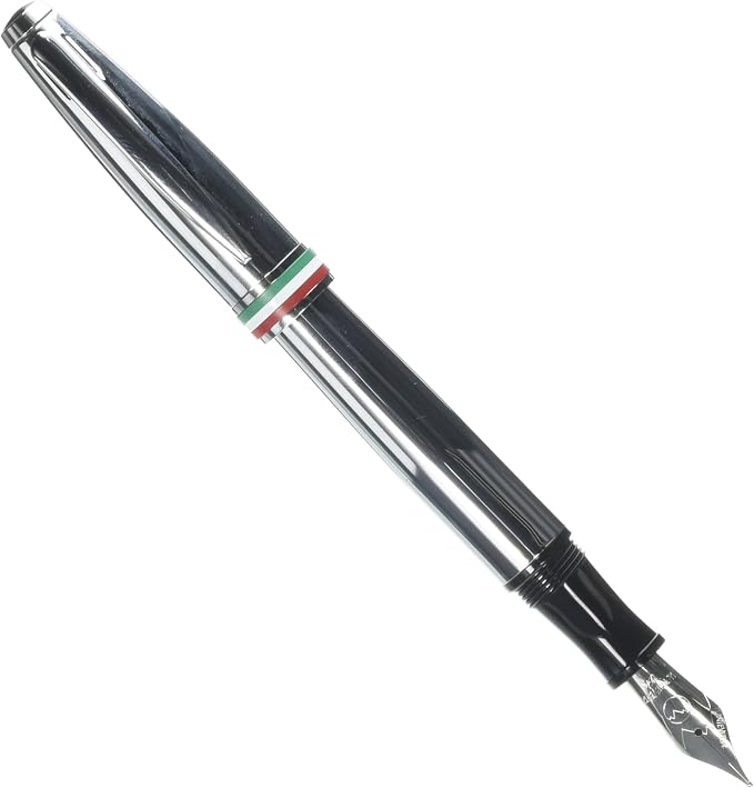 Monteverde USA Aldo Domani Italia Fountain Pen Mirror Chrome - Medium Nib - Luxury Writing Pen - Italian Design - JoWo Stainless Steel Nib - Smooth Ink Flow - Refillable - Gift Box Included
