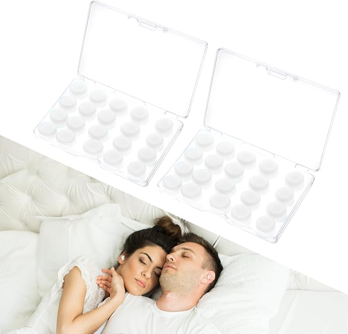 40 PCS Soft Moldable Silicone Earplugs, Silicone Ear Plugs for Sleeping, Noise Cancelling Reduction Earplugs for Swimming, Travel, Snoring, Concerts, Studying, Airplane, Motorcycle, Clear