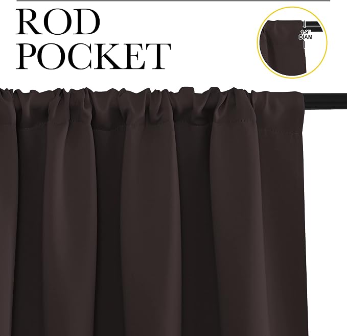 NICETOWN Blackout Curtains for Bedroom, Blackout Curtain Panels, Toffee Brown, 1 Pair, 62 by 63-inch, Window Treatment Energy Saving Thermal Insulated Solid Rod Pocket Blackout Drapes/Draperies