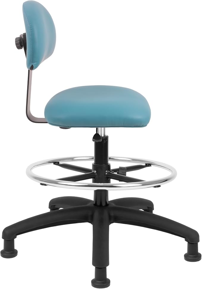 FSS Series Square seat Tall (24"-34") seat Height Chair. Vinyl-for Office, Garage, Desk, Shop, Computer, Doctor, Medical, Easy to Clean! 18" Footring (Aqua, Tall, Glides)