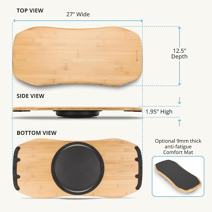 UPLIFT DESK Motion-X Balance Board - 27" Ergonomic Wobble Board for Standing Desks, Anti-Fatigue Support for Core Engagement & Stability