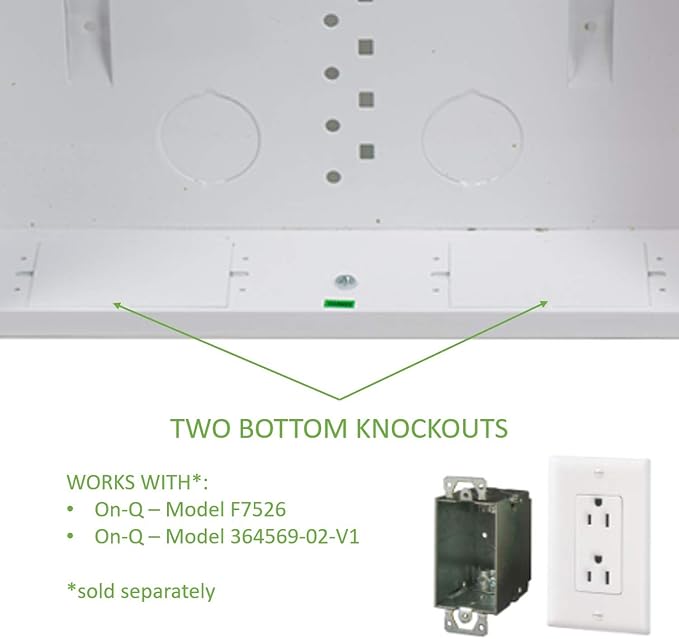 Legrand - OnQ 14 Inch Cable Management, In-Wall 20-Gauge Media Box, Structured Wiring Enclosure with 2.5 Inch Openings for Wires, Glossy White, EN1400