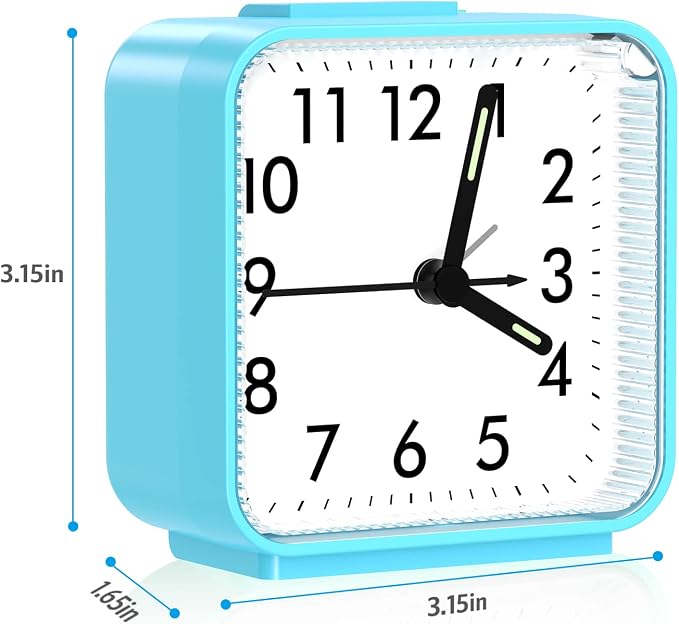 AMIR Silent Non Ticking Analog Alarm Clock, Battery Operated Small Clock | Beep Alarm Clock with Snooze & Night Light for Bedroom, Bedside Desk, Students & Heavy Sleepers