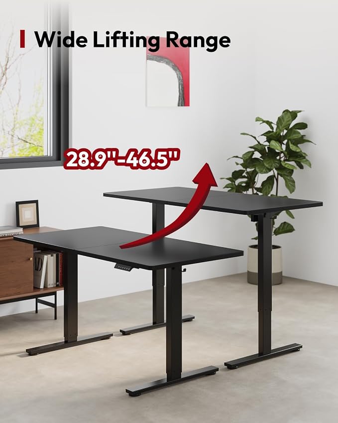 SANODESK Height Adjustable Electric Standing Desk 55x24 Inches, Sit Stand Desk with Splice Board for Home Office, Ergonomic Computer Workstation, Study & Gaming, Black Frame/Black Top