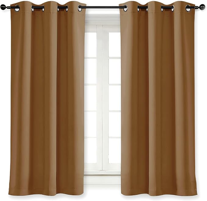 NICETOWN Blackout Curtain Blind for Bedroom Thermal Insulated Grommet Blackout Room Darkening Drape/Drapery (Single Panel, W42 x L63 inches, Gold Brown)
