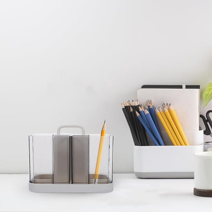Lurrose Desktop Organizer Rack and Pencil Holder, Large Capacity Removable Desk Storage Caddy, White Multifunctional Supply Organizer for Office and Student Use