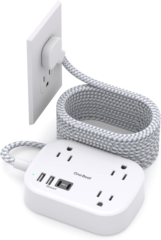 Cruise Essentials 2026,Travel Power Strip with USB C,Flat Plug Extension Cord 15 ft with 3 Outlets 4 USB Ports(2 USB C), Desk Wall Outlet Extender,Non Surge Protector for Cruise,Dorm Room,ETL