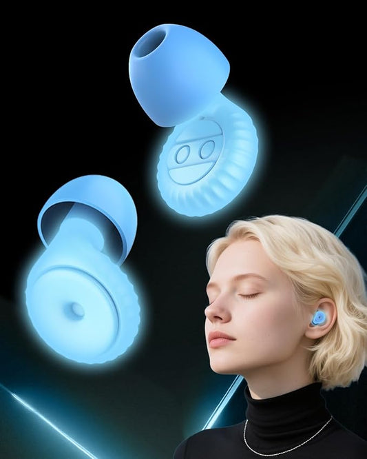 Hopihe Concert Ear Plugs, Glow in The Dark Reusable Silicone Earplugs, 25dB SNR Noise Reduction, High Fidelity Ear Plugs for Concerts, Festivals, Raves, Sleep, Travel, Study, Work, Blue