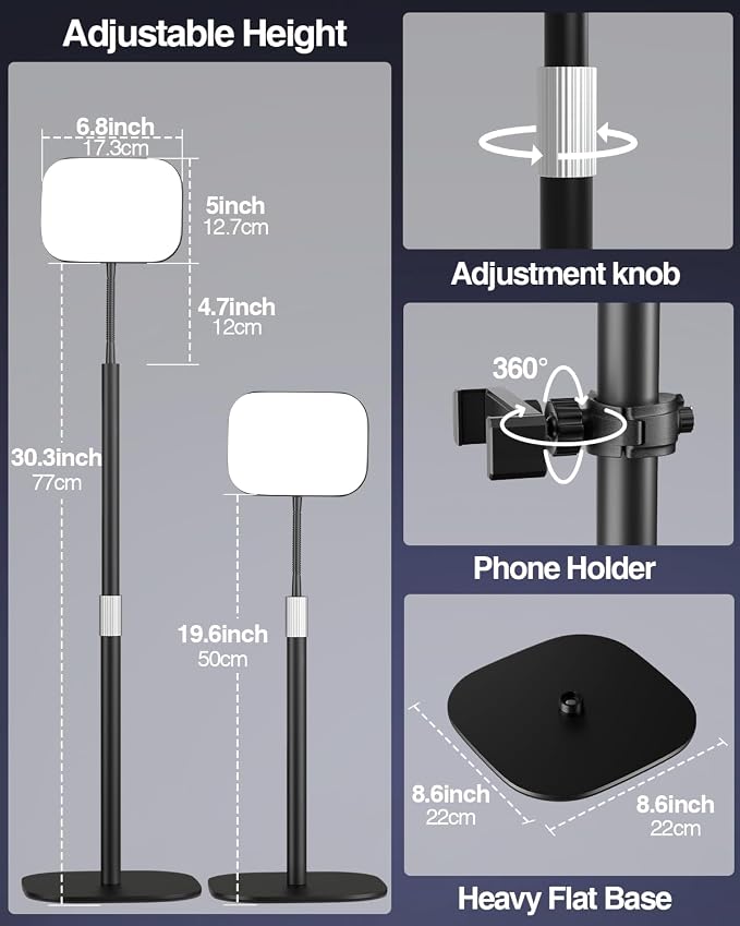 EMART Zoom Meetings Streaming Light for Desk with Flexible Gooseneck, Desktop Video Conferencing Calls Selfie Key Light, Recording Keylight Continuous Output Lighting for Laptop Computer Webcam
