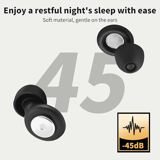 Ear Plugs for Sleeping Noise Cancelling, Ultralight Silicone Earplugs for Concert, Hearing Protection Earplugs for Work, Travel, Airplane, Reusable, Perfect for Focus and Relaxation(Black)
