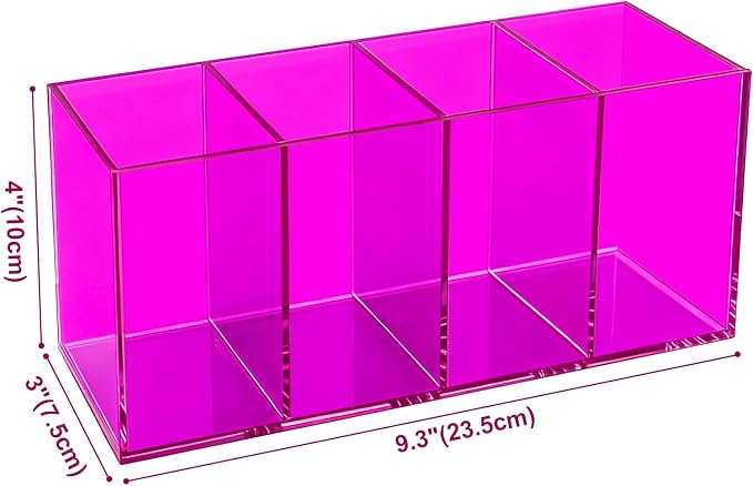 Pen Holder for Desk Neon Acrylic Pencil Holder Cup Makeup Brush Storage Organizer for Vanity, Purple
