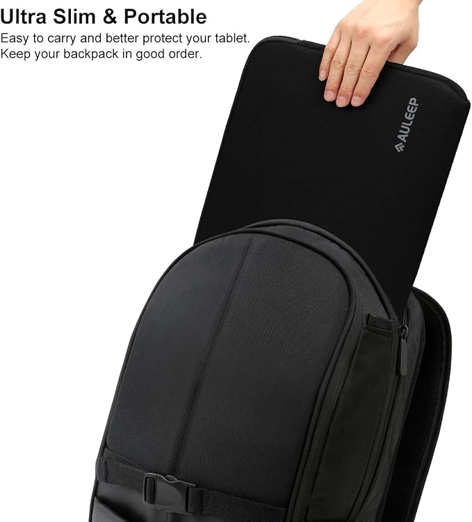 AULEEP 13-14 Inch Laptop Sleeves, Neoprene Water-Resistant Notebook Computer Pocket Tablet Chromebook Carrying Sleeve for MacBook Air/MacBook Pro 13-14 inch for HP/Dell/Lenovo/Asus/Acer, Black