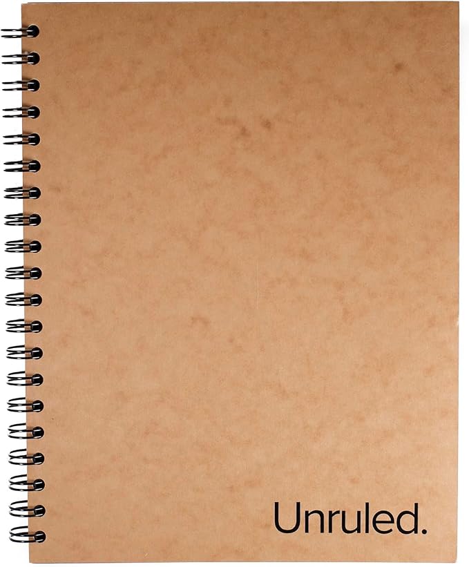 Unruled Classic Blank Spiral Notebook, 8" x 10.5", 70 Sheets, 60lb Premium Plain Paper, Recycled and Sustainable, One subject, Wirebound