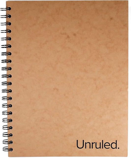 Unruled Classic Blank Spiral Notebook, 8" x 10.5", 70 Sheets, 60lb Premium Plain Paper, Recycled and Sustainable, One subject, Wirebound