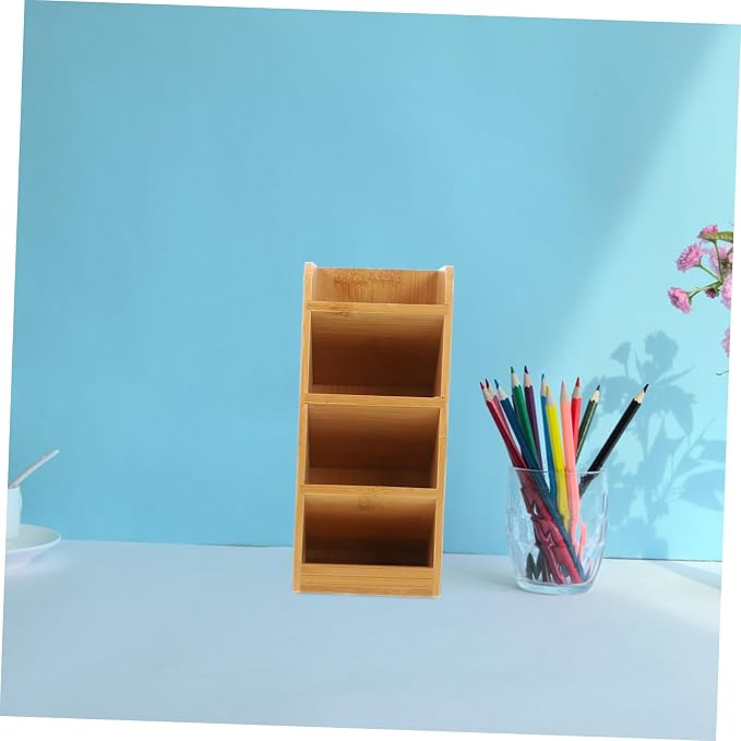 TEHAUX Multi-functional Wooden Desk Organizer Elegant Storage for Office Supplies Pens and Pencils Stylish and Minimalist Design for Clean Workspace