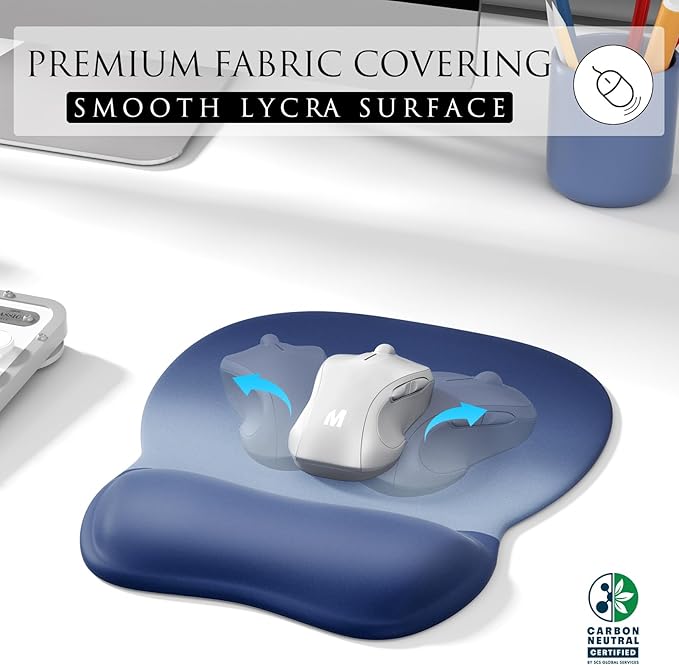 MROCO Ergonomic Mouse Pad with Gel Wrist Rest, Smooth Wrist Support Surface, Non-Slip PU Base for Pain Relief, Comfortable Mousepad for Computer, Laptop, Office & Home, 9.4 x 8.1 in, Blue Gradient