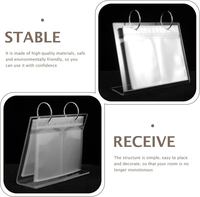 Tofficu Desktop Mini Photo Album Acrylic: Table Top Flip Calendar Photo 3 Inch Album Collection Photo Album for Home Office