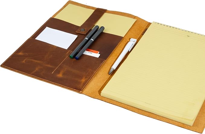 Personalized Leather Portfolio, Leather Notebook, Portfolio Folder, A4 Notepad for Women Men Gift Blue (12.5 x 9.5 inches)