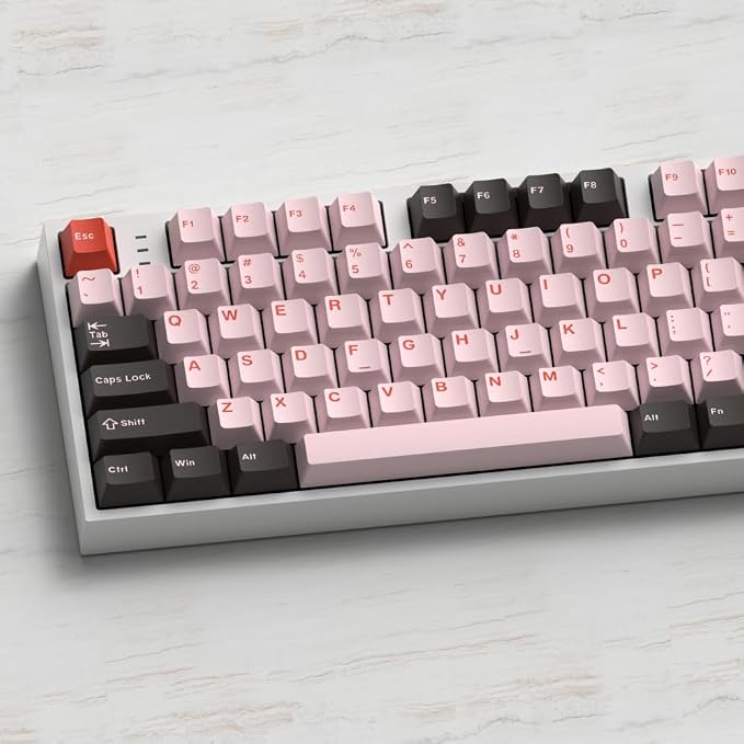 Guffercty kred Cherry Profile PBT Keycaps 156 Key Set, Fade Resistant Custom Keycaps Fit 60%/65%/75%/80%/TKL/100% Mechanical Keyboard (Flamingo)