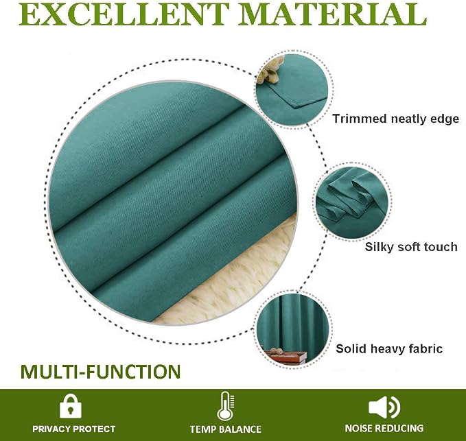 NICETOWN Window Drape Long Curtain - (120 inches Wide x 84 inches Long, Sea Teal, 1 PC) Living Room Panel Grommet Top Window Treatment for Hall & Guest Room