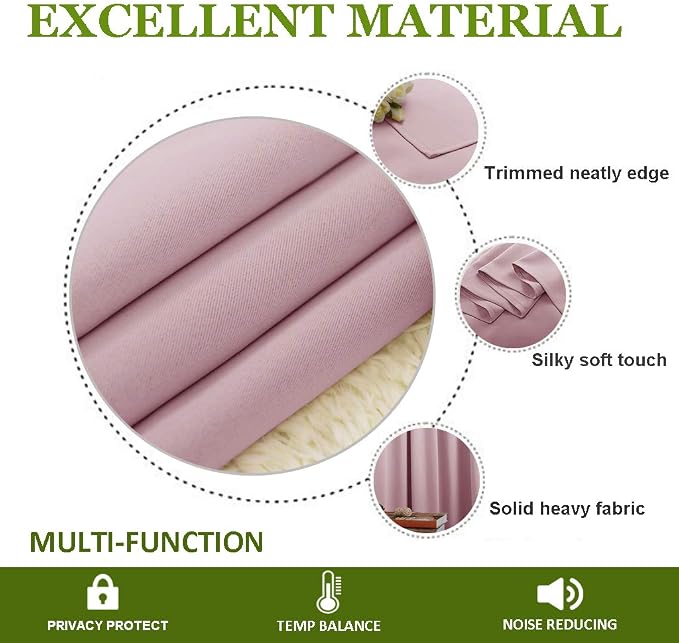 NICETOWN Room Darkening Curtain for Girl's Room Nursery Essential Thermal Insulated Solid Grommet Top Window Treatment Drape (Lavender Pink=Baby Pink, Sold Individually, 42 x 72 inch)