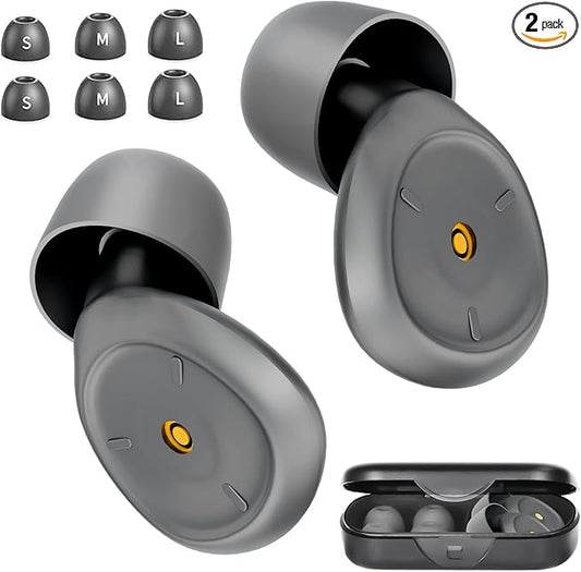 Ear Plugs for Sleeping Noise Cancelling:Reusable Ear Plugs for Noise Reduction for Snoring/Concerts/Travel/Shooting - Soft Silicone Sleep Earplugs with 6 Ear Tips & Bag(Gray)