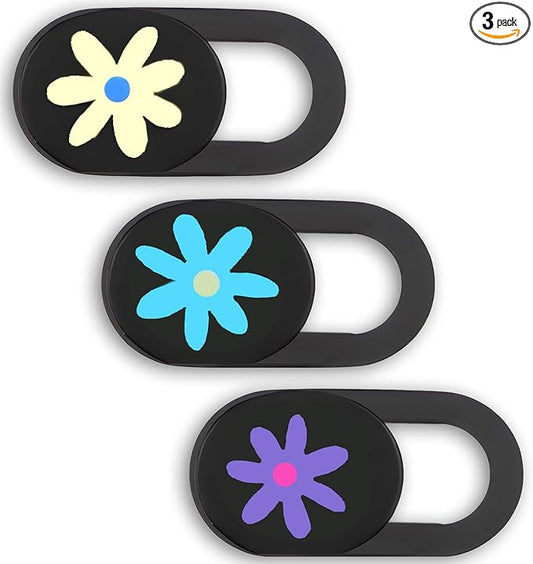 3 Pack Flower Laptop Camera Cover Slide, Flower Universal Webcam Cover Slide 0.027 Inch Ultra Thin Camera Privacy Covers for Laptop, Computer, Phone
