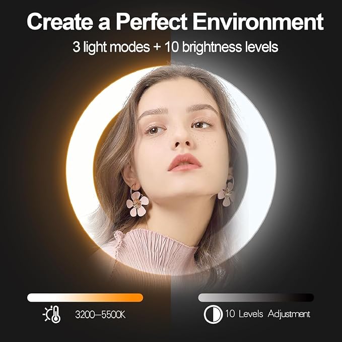 EMART 12" Ring Light with 55" Extendable Tripod Stands and Phone Holder, Dimmable LED Circle Round Light for Selfie Camera Photography/Makeup/YouTube Video/Vlogging/Live Streaming