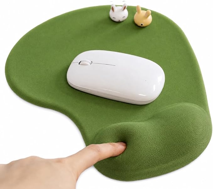 Office Mousepad with Gel Wrist Support - Ergonomic Gaming Desktop Mouse Pad Wrist Rest - Design Gamepad Mat Rubber Base for Laptop Computer (05Green)