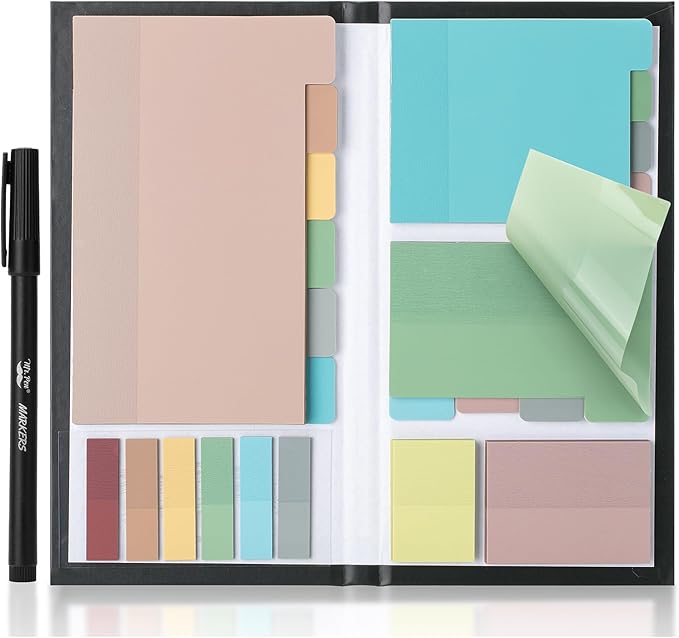 Mr. Pen- Transparent Sticky Notes Set, 410 Pack | Transparent Sticky Notes Tabs with Black Fineliner Pen for Bible Study, Office, School, Planning, Journaling & Organization