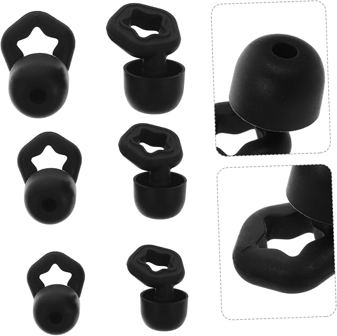 Abaodam 3 Pairs Reusable Silicone for Sleeping and Concerts Noise Cancelling Earbuds for Travel and Focus Comfortable Sound Insulation Small Medium Large Black