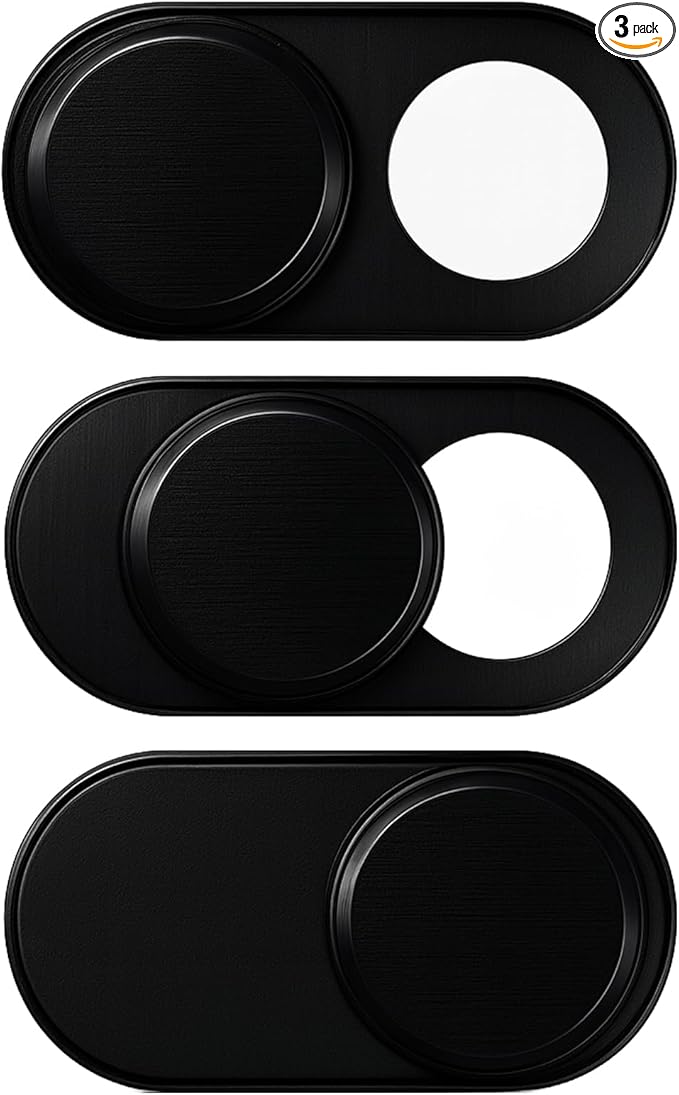 Webcam Cover Slide (3-Pack) – Ultra-Thin Metal Privacy Cover for Laptop, MacBook, iMac, iPad, PC & iPhone – Black