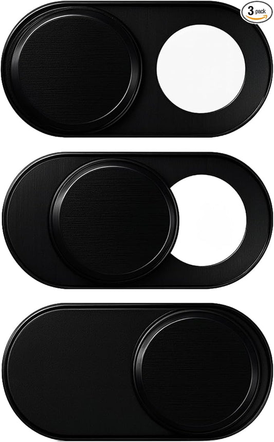 Webcam Cover Slide (3-Pack) – Ultra-Thin Metal Privacy Cover for Laptop, MacBook, iMac, iPad, PC & iPhone – Black