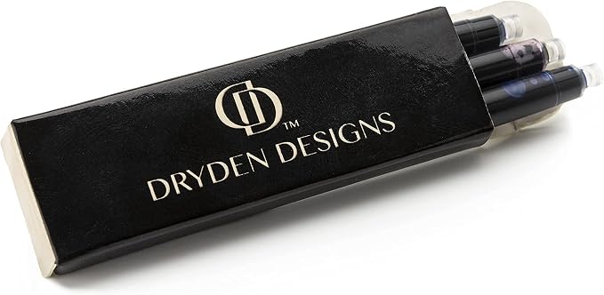 Dryden Designs Fountain Pen - Medium Nib and Fine Nib | Includes Luxury Box, 6 Ink Cartridges - 3 Black 3 Blue and Ink Refill Converter - Pearl White