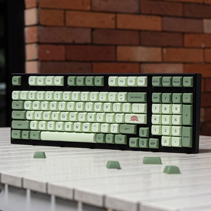 mintcaps Matcha Green PBT Keycaps Set 124 Keys XDA Profile Cute Keycaps Custom Dye-Sublimation Keyboard Key caps for 60% 65% 70% 75% 100% Cherry Gateron MX Switches Mechanical Keyboards
