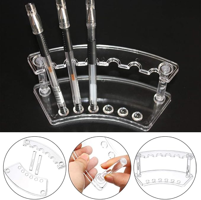 Clear Plastic Pen Holder Display Stand - 4 Pack, 6-Slot Organizer for Home Office & Store Use