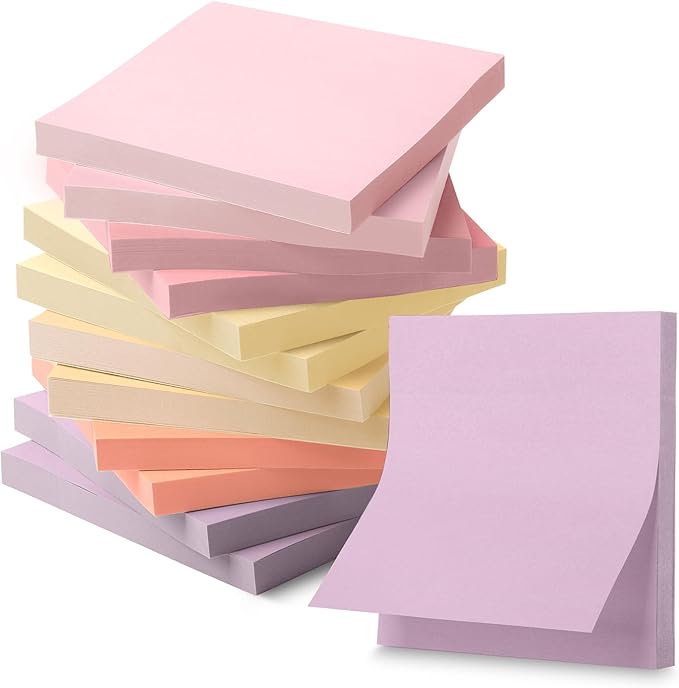Mr. Pen- Sticky Notes, 3”x3”, 12 Pads, 600 Sheets, Colorful Sticky Notes 3x3, Sunset Sorbet, Stocky Notes for Bible Journaling