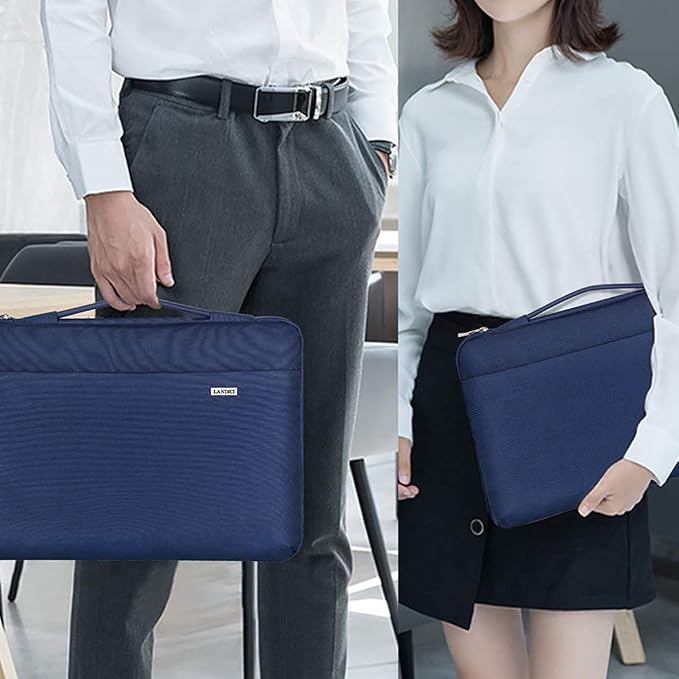 LANDICI 360°Laptop Sleeve Case 15.6 16 Inch Compatible with MacBook Pro 16 M1/M2/M3/M4 2019-2025, 15.6-16” Hp Dell Lenovo Acer Asus, Waterproof Computer Bag Cover with Handle, Blue